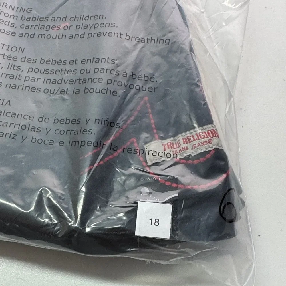 True Religion Black Kids Cargo Jeans with Red Stitching Sz 6 NWT